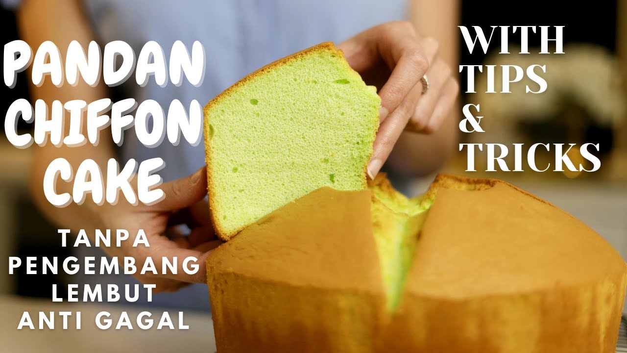 Pandan Chiffon Cake Recipe ENG SUB | Resep Chiffon Pandan Sangat Lembut Tanpa Pengembang Anti GAGAL