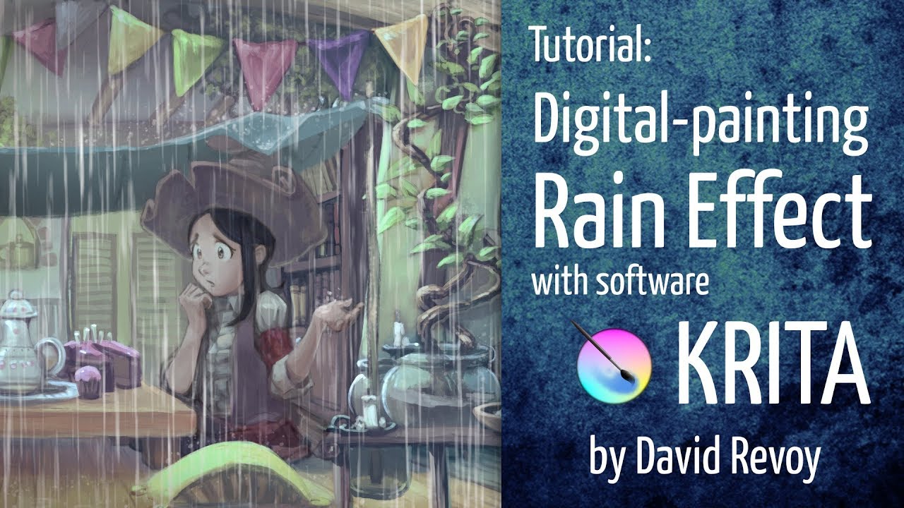 Rain Effect - Krita digital-painting tutorial