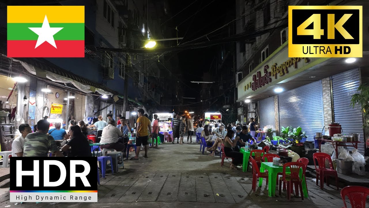 🇲🇲Yangon 2024 - Myanmar 4K Night Walking Tour｜4K 60fps