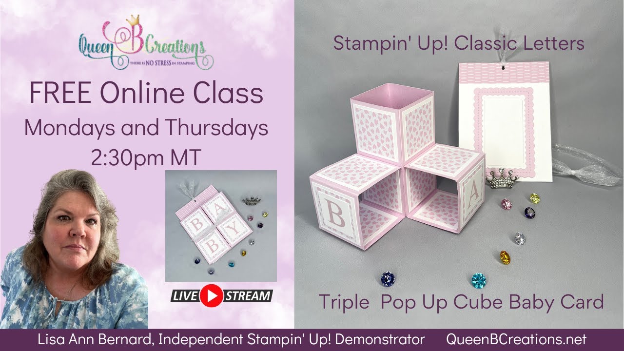 👑 Открытка-кубик с тройным объемным элементом от Stampin' Up! - Классическая открытка с буквами д...
