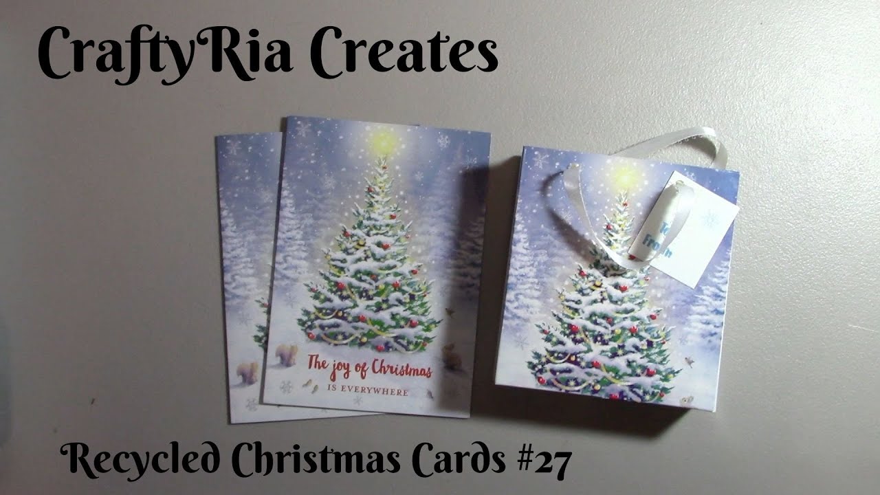 Make gift bags from used Christmas Cards (any size) - Recycled Christmas Cards #27