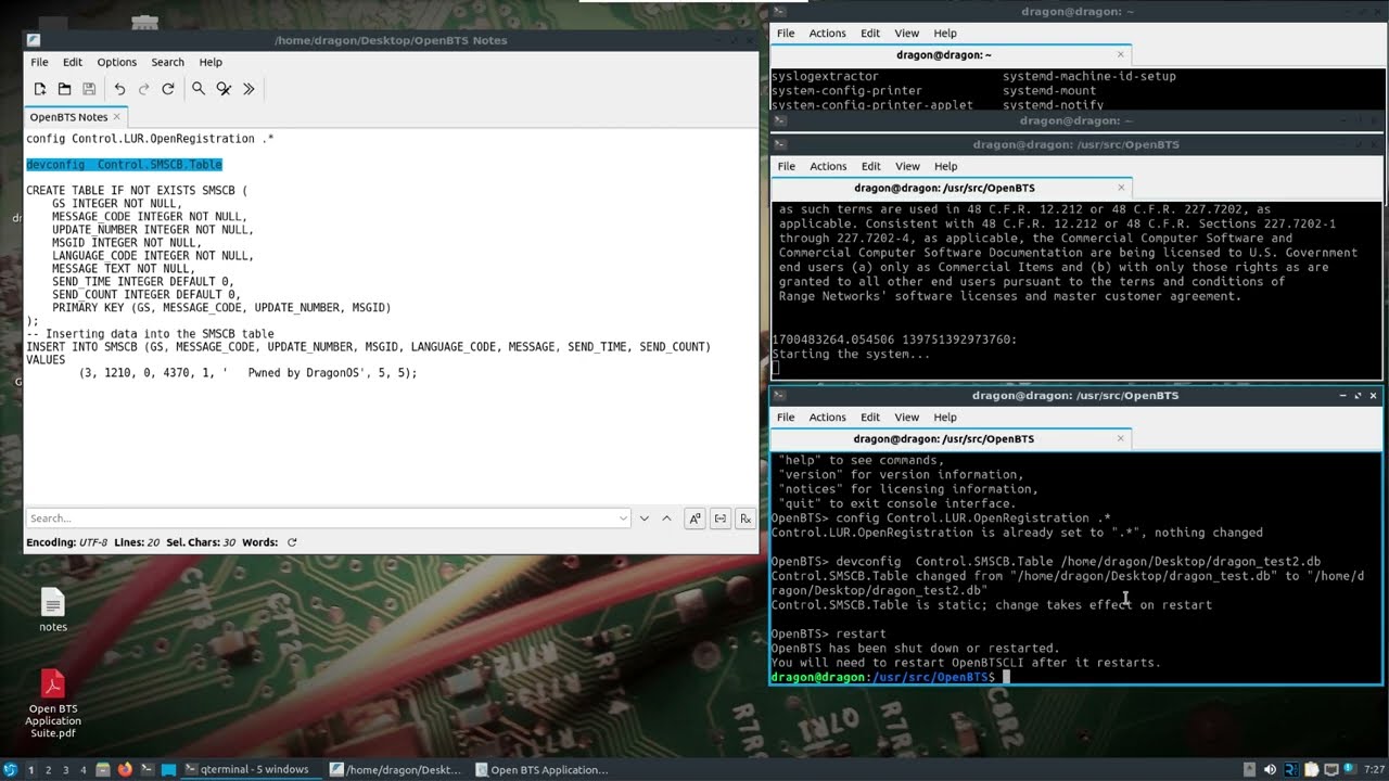 WarDragon Security Research w/ OpenBTS Cell Broadcast (b205mini, OnePlus2, DragonOS FocalX)