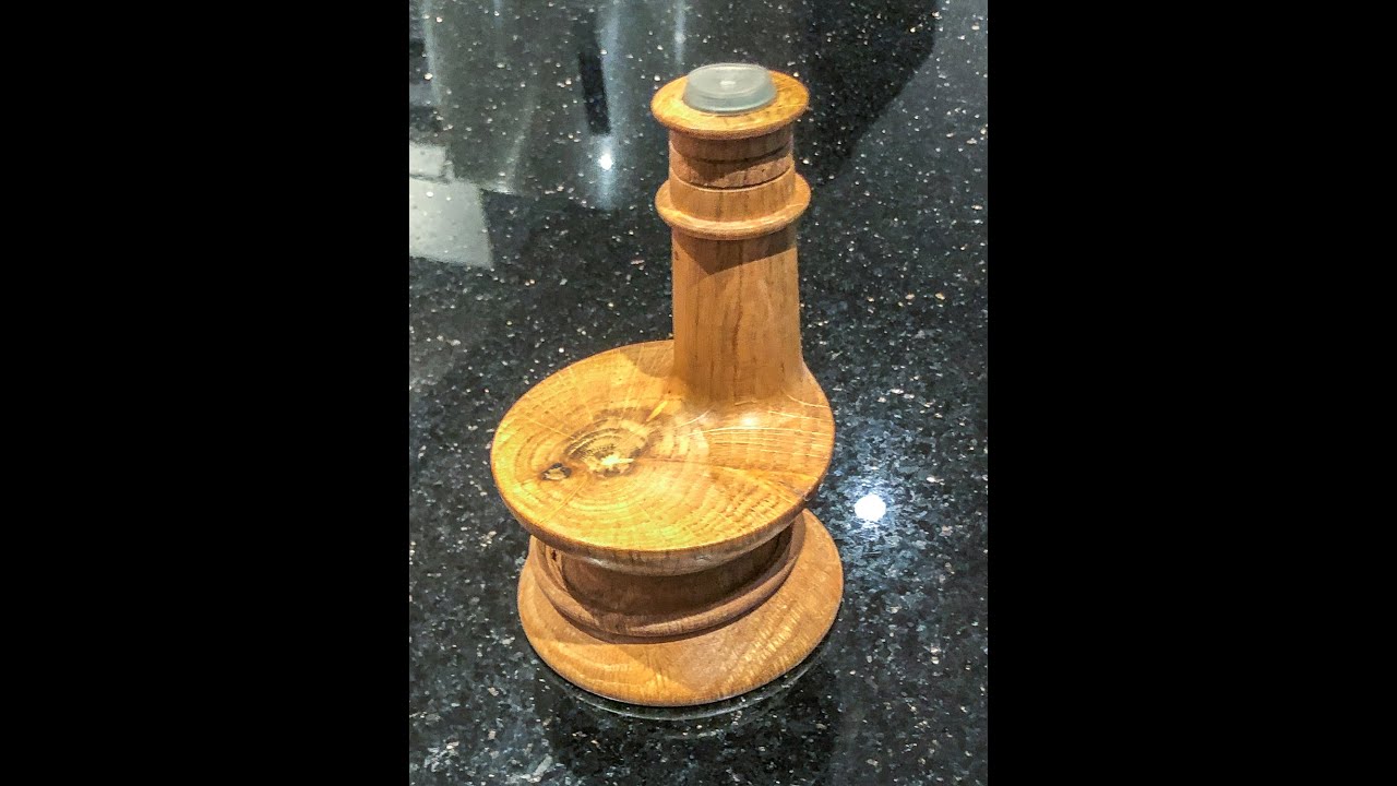 Woodturning a bud vase with offset stem and a captive ring