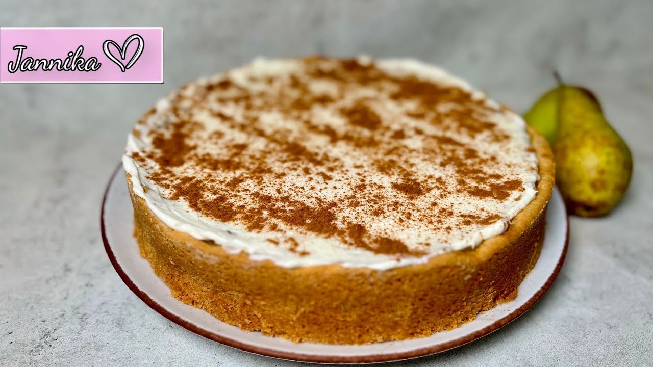 Knuspriger Boden + Birnen Pudding & Schmand Sahne Creme = Leckerster Birnenkuchen 😍