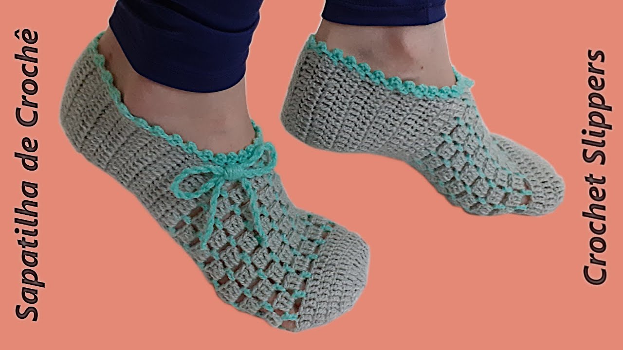 Sapatilha / Pantufa de crochê FÁCIL / Pantuflas a Crochet / How to Crochet Adult Slippers