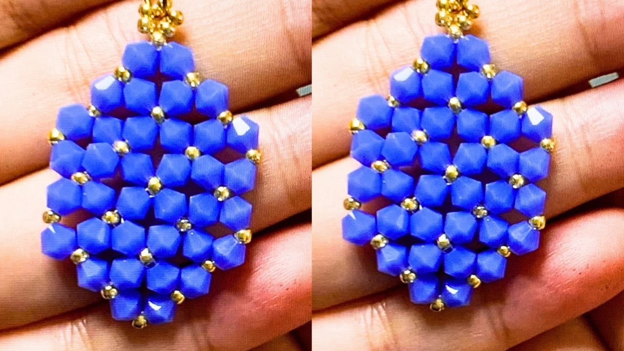 Beaded earrings tutorial easy with bicone 4mm & seed beads 11/0, step by step howto beads