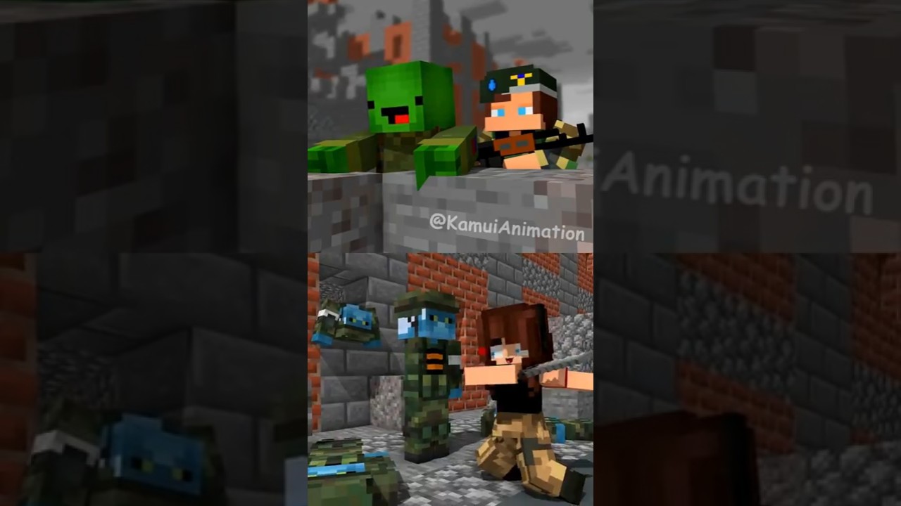 JJ&rsquo;s Sister Turns into Rambo and Destroys an Enemy Army!🪖 - MAIZEN Minecraft Animation #shorts