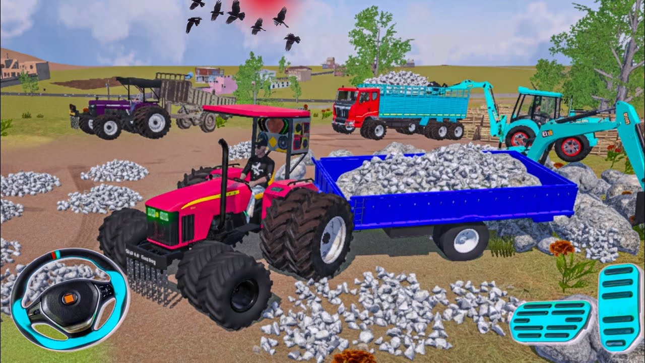 🚜 HEAVY LOAD! Pink Tractor vs Big Stones Challenge | Indian Vehicles Simulator 3D 