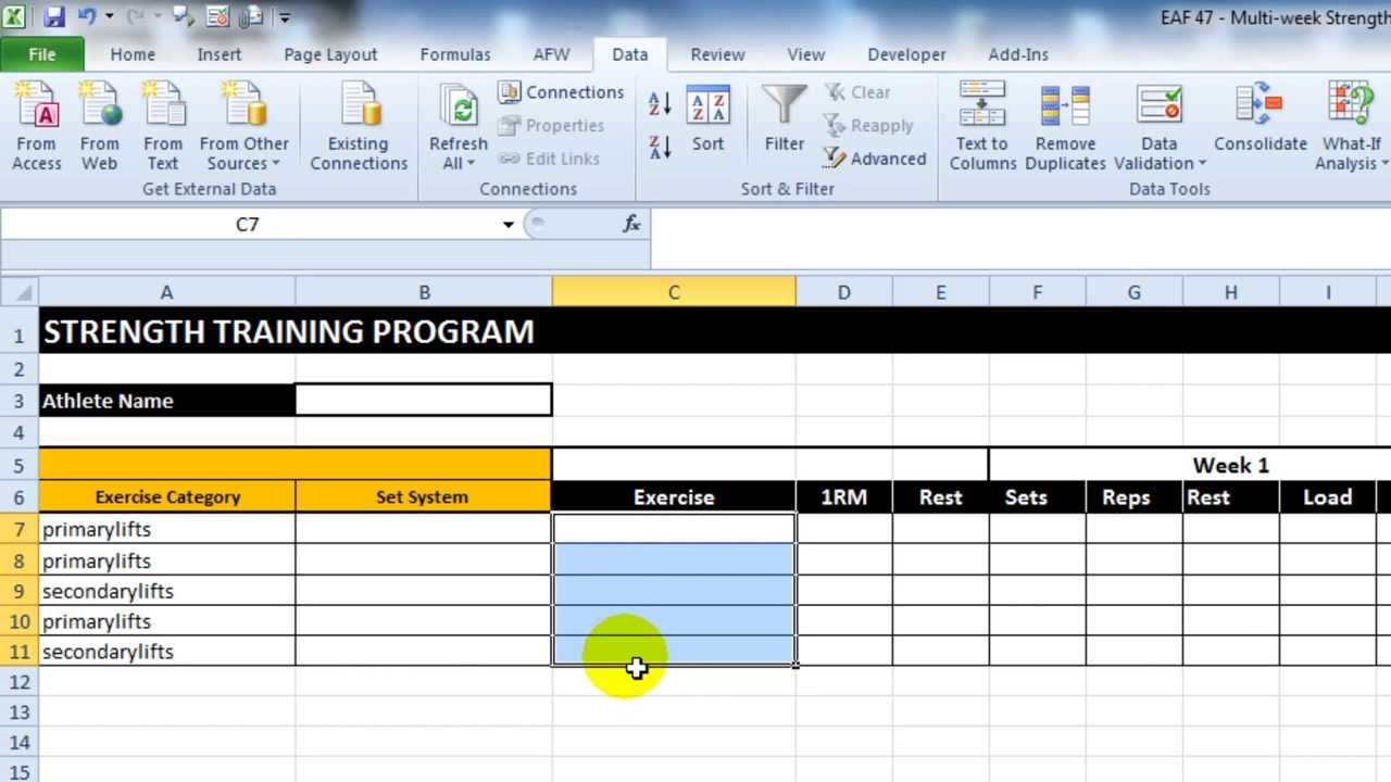 EAF #47 - Create a Multi-Week Strength Program Template