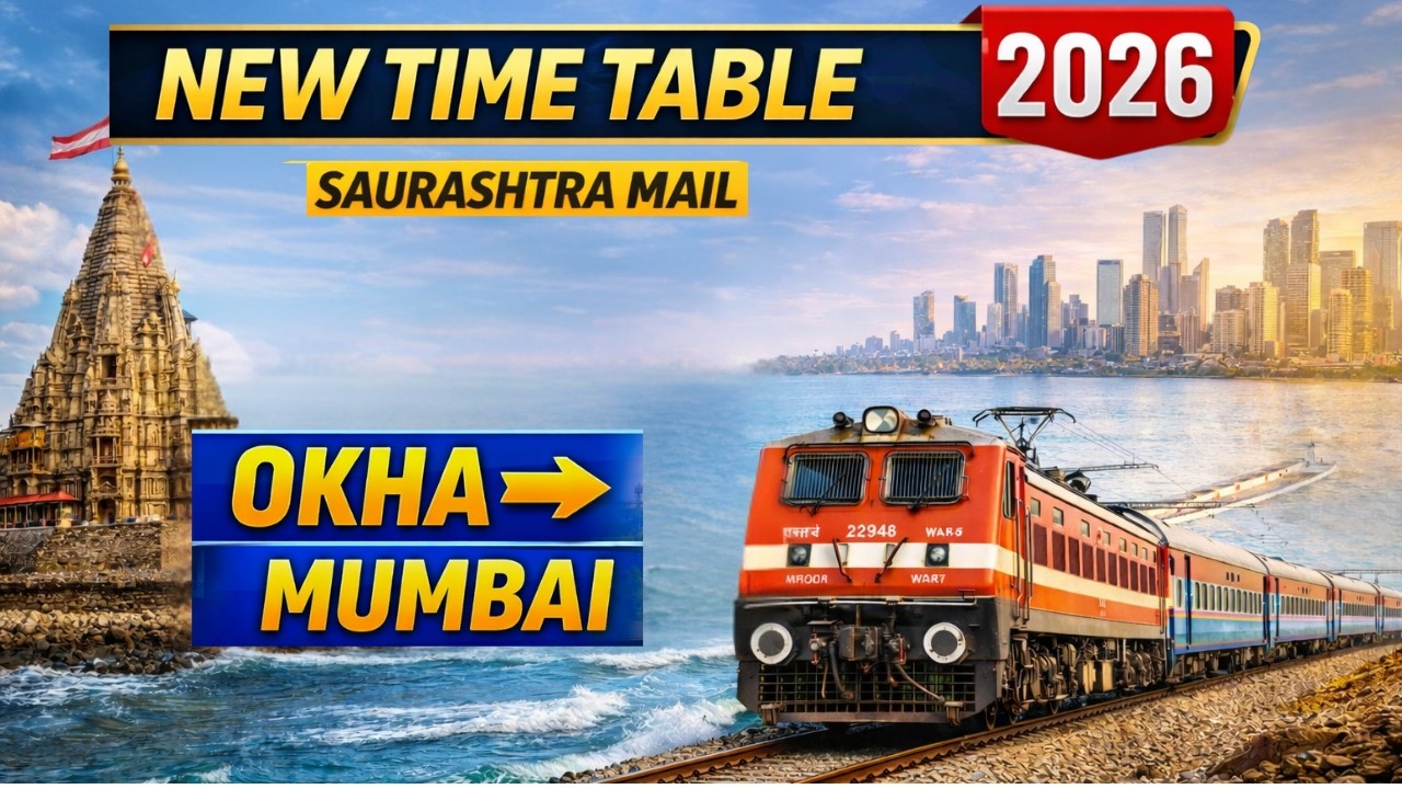 Saurashtra Mail New Time Table 2026 | Okha to Mumbai Central | Train 22946 Full Details
