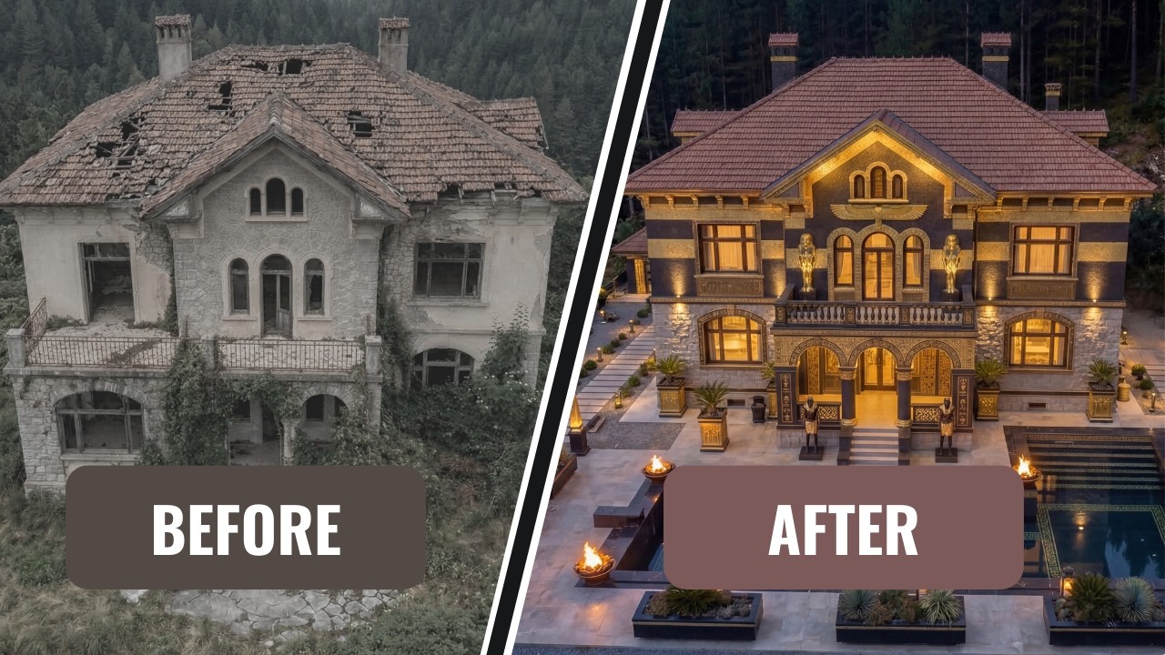 Abandoned House Makeover Into an Egyptian Pharaoh Mansion | 2-Min Timelapse