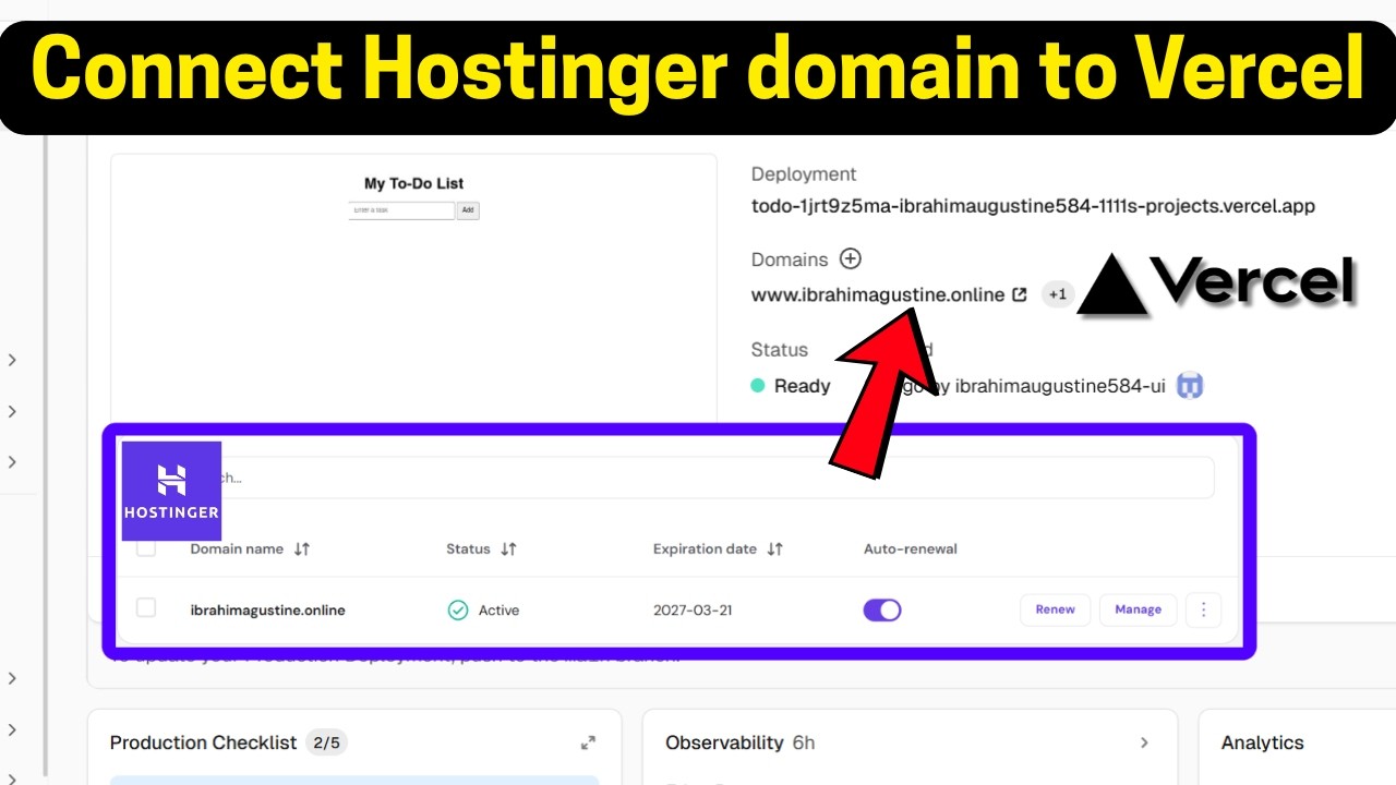 Как подключить домен Hostinger к Vercel (2026) | Пошаговое руководство