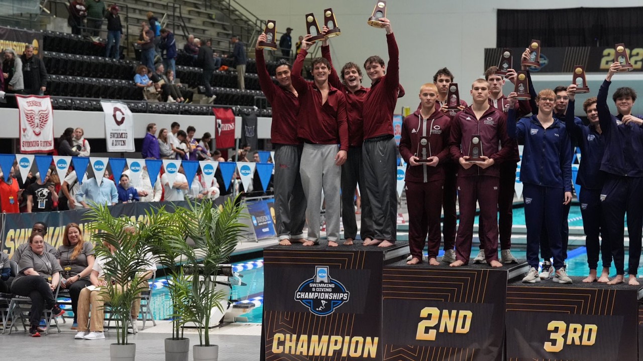 National Champions! Bates College men's swimming breaks the NCAA D3 record in the 400 medley relay!