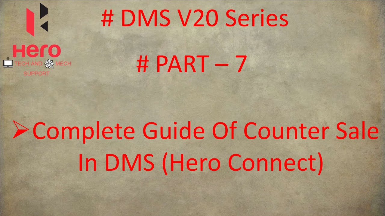 Complete Part Counter Sale (Part Sale Order ) in Hero Connect(DMS) | #DMSV20Series | Part 7