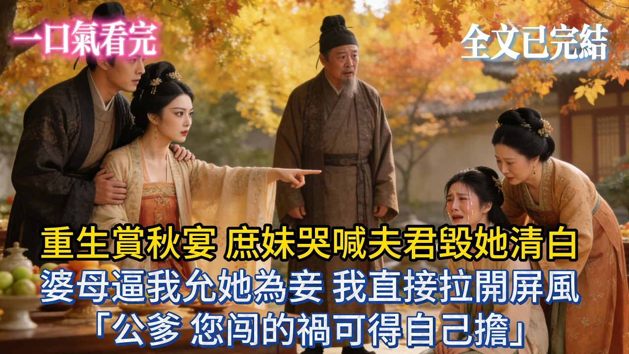 【完結小說】重生賞秋宴，庶妹哭喊夫君毀她清白，婆母逼我允她為妾，我直接拉開屏風：「公爹，您闯的禍可得自己擔！」#小说#爽文#重生#小说推荐