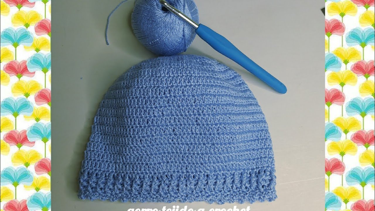 gorro tejido a crochet para bebes (0-3)meses