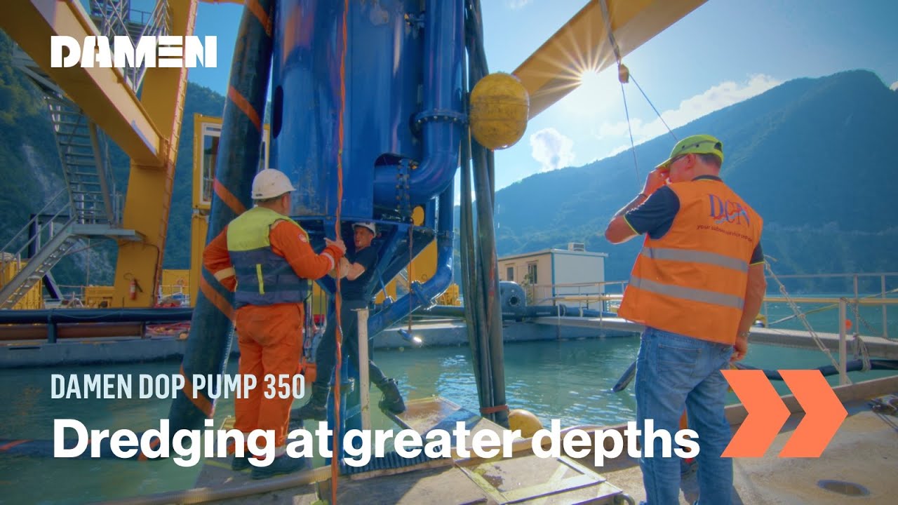 DOP pump does deep water dredging at hydro power dam | Damen