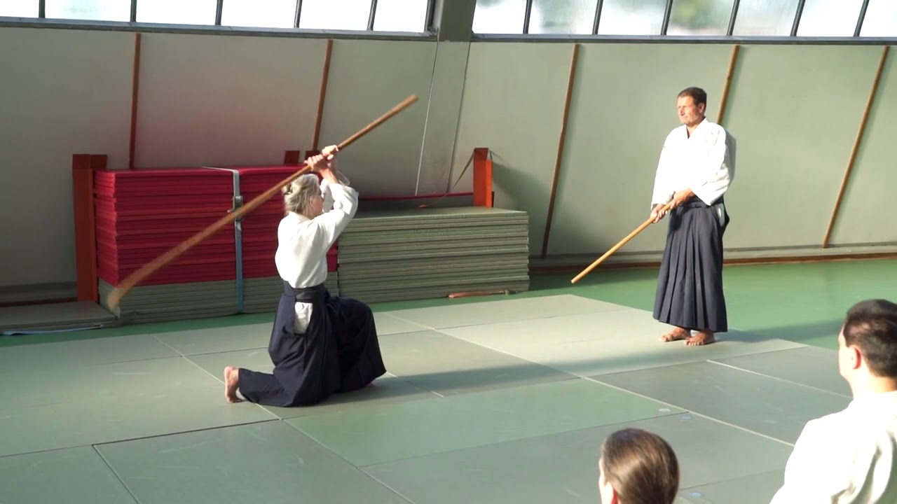 Aikido Couple playing with Naginata and Bokken