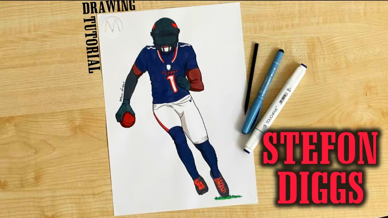 How to draw NFL players Stefon Diggs / Houston Texans