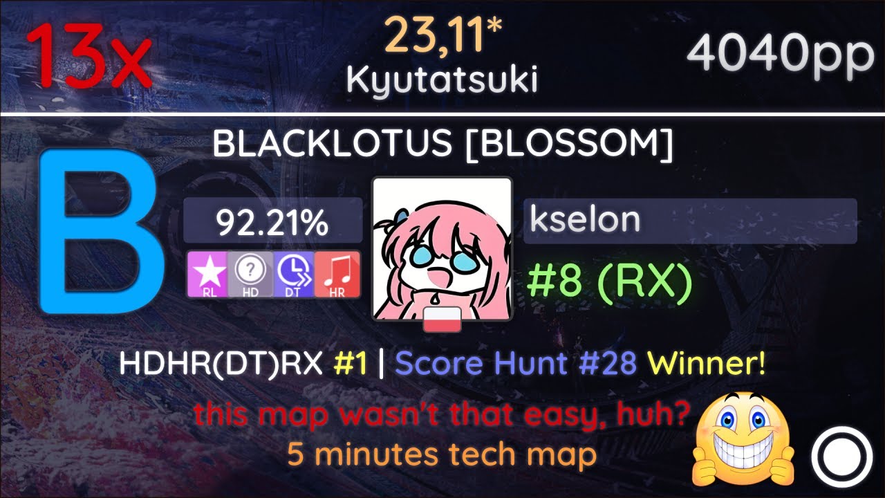 kselon | Kyutatsuki - BLACKLOTUS [BLOSSOM] +HDHR(DT)RX 92.21% | #1 4040pp |