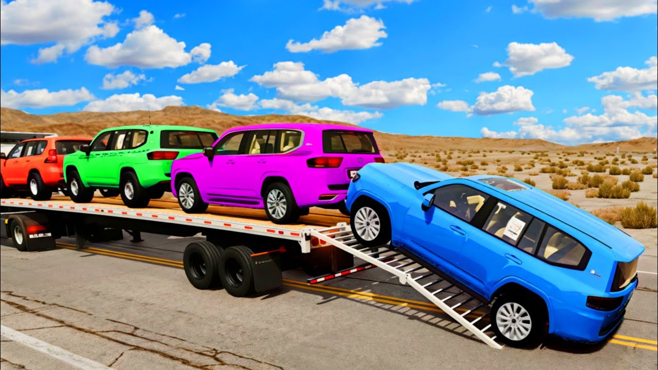 Flatbed Truck Mcqueen | Transportation with Truck - Pothole vs Car #2 - BeamNG.Drive