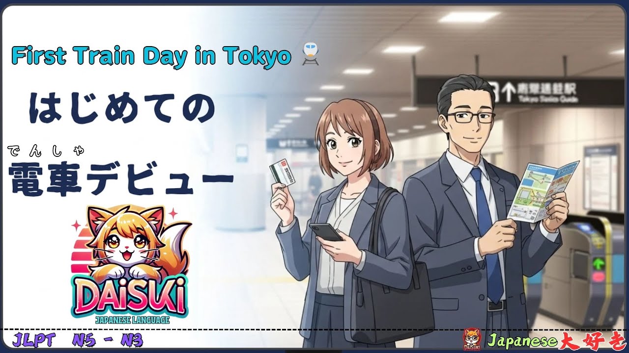 【日常会話N5–N3】はじめての電車デビュー｜First Train Day in Tokyo  Don’t Get Lost!