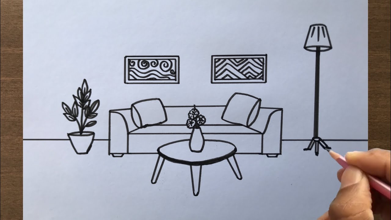 How to Draw a Room in 1 Point Perspective