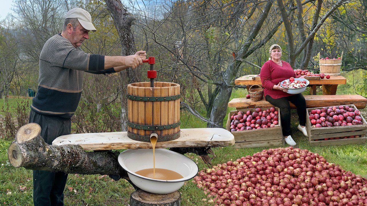 Baking Apple Pie and Making Fresh Cider in the Countryside