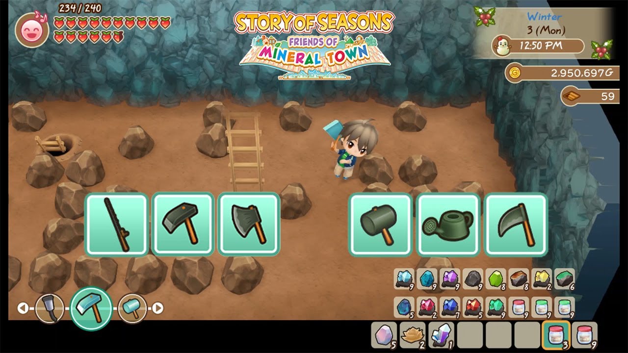 Story of Season FOMT - All Cursed Tools From Lake Mine #storyofseasonsfriendsofmineraltown