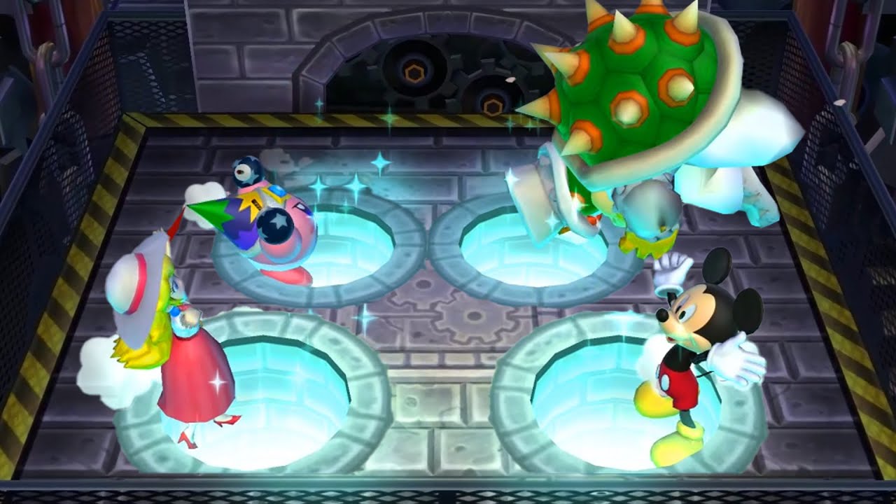 Step It Up 7 Wins Battle of the Minigames - Kirby vs Bowser vs Peach vs Mickey Mouse | Mario Party 9