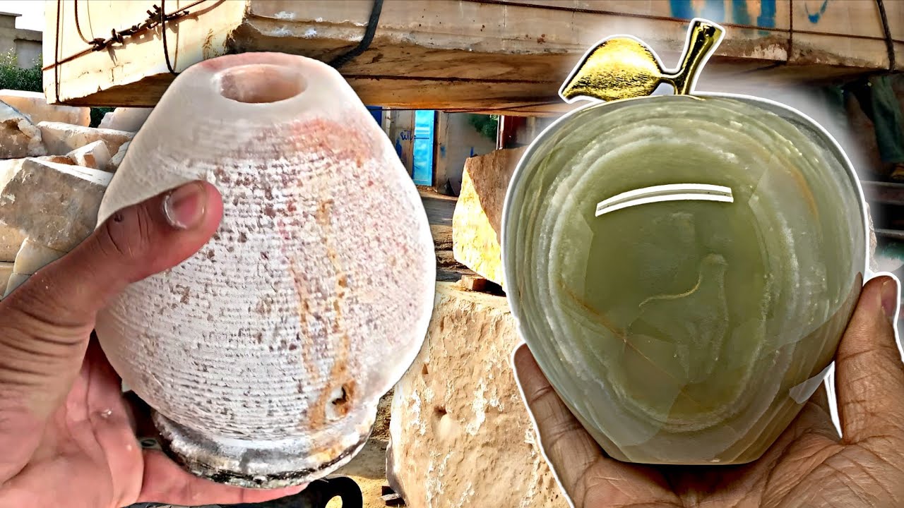 How ONYX Marble Stone is Turned into an Apple-Shaped Table Lamp | Handcrafted ONYX Marble Stone Lamp