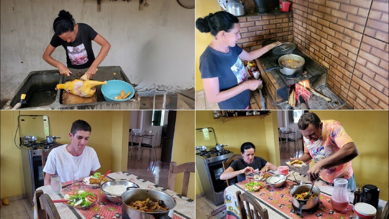ABATI UM FRANGO E PREPAREI COM FAVA PARA O ALMOÇO 