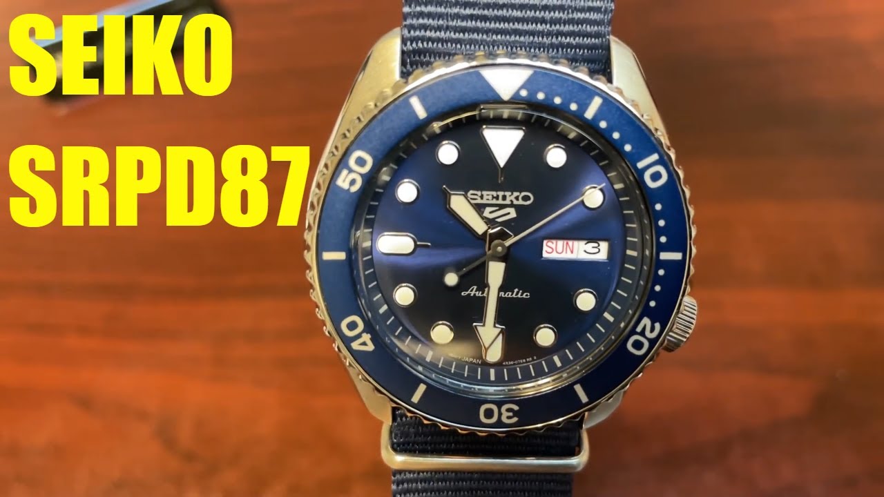 Seiko 5 Diver's Automatic Blue Dial Steel Watch SRPD87K1 SRPD87