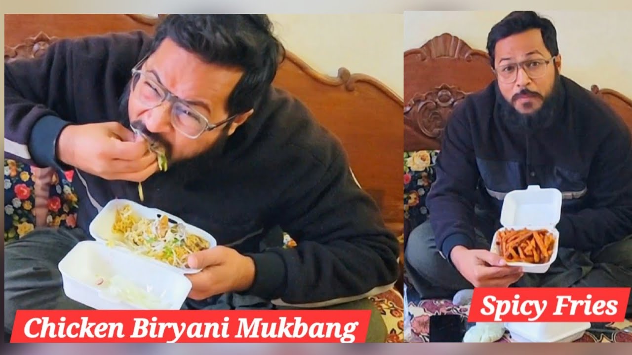 Chicken Biryani Mukbang with Spicy Fries 🥵 #foodlover #challenge @FoodieAsmr94 