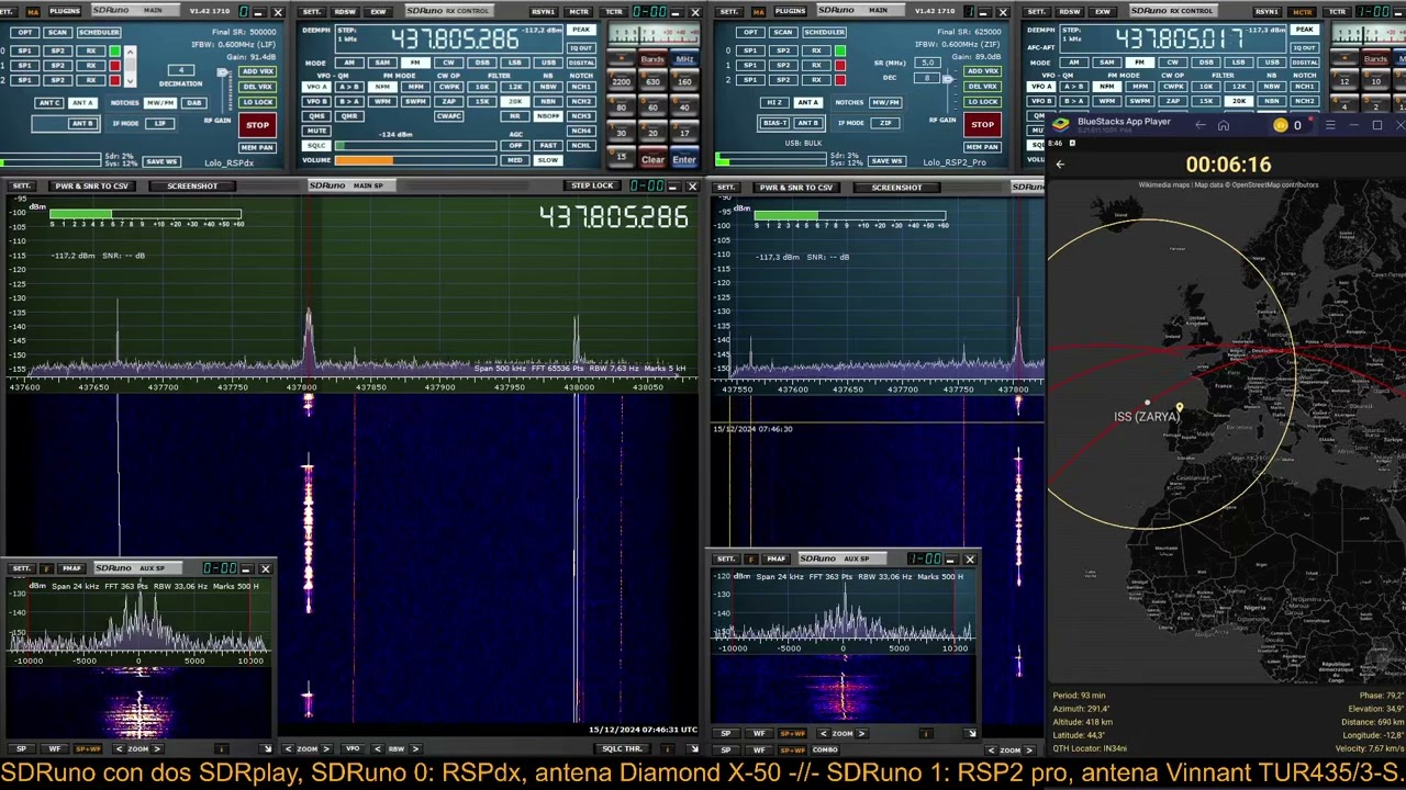 ARISS ISS QSO 437.800 MHZ, comparativa de antenas Diamond X-50 y antena Turnstile Vinnant TUR435/3-S