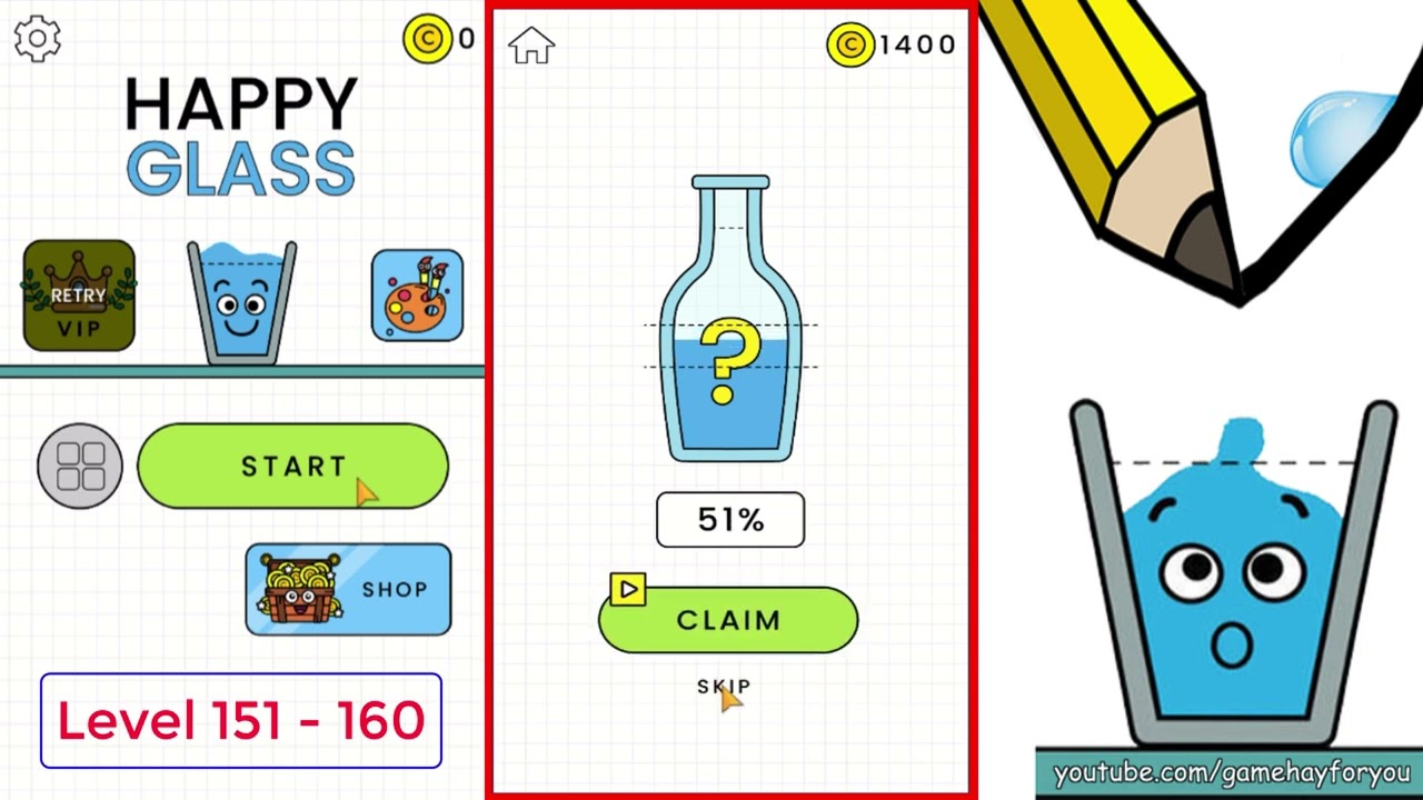 Play Happy Glass Game on Mobile Level 151 to level 160 - Game Hay For You