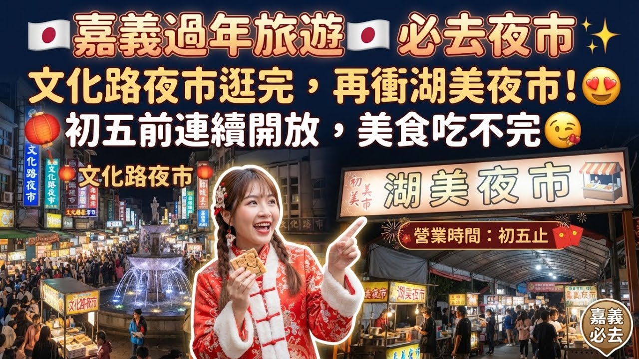 ￼過年期間歡迎大家來嘉義旅遊，除了逛文化路夜市不妨也來￼湖美夜市 到初五都￼有連續假日開放的夜間￼市集￼ 用小米智慧眼鏡測試￼拍攝夜間場景￼