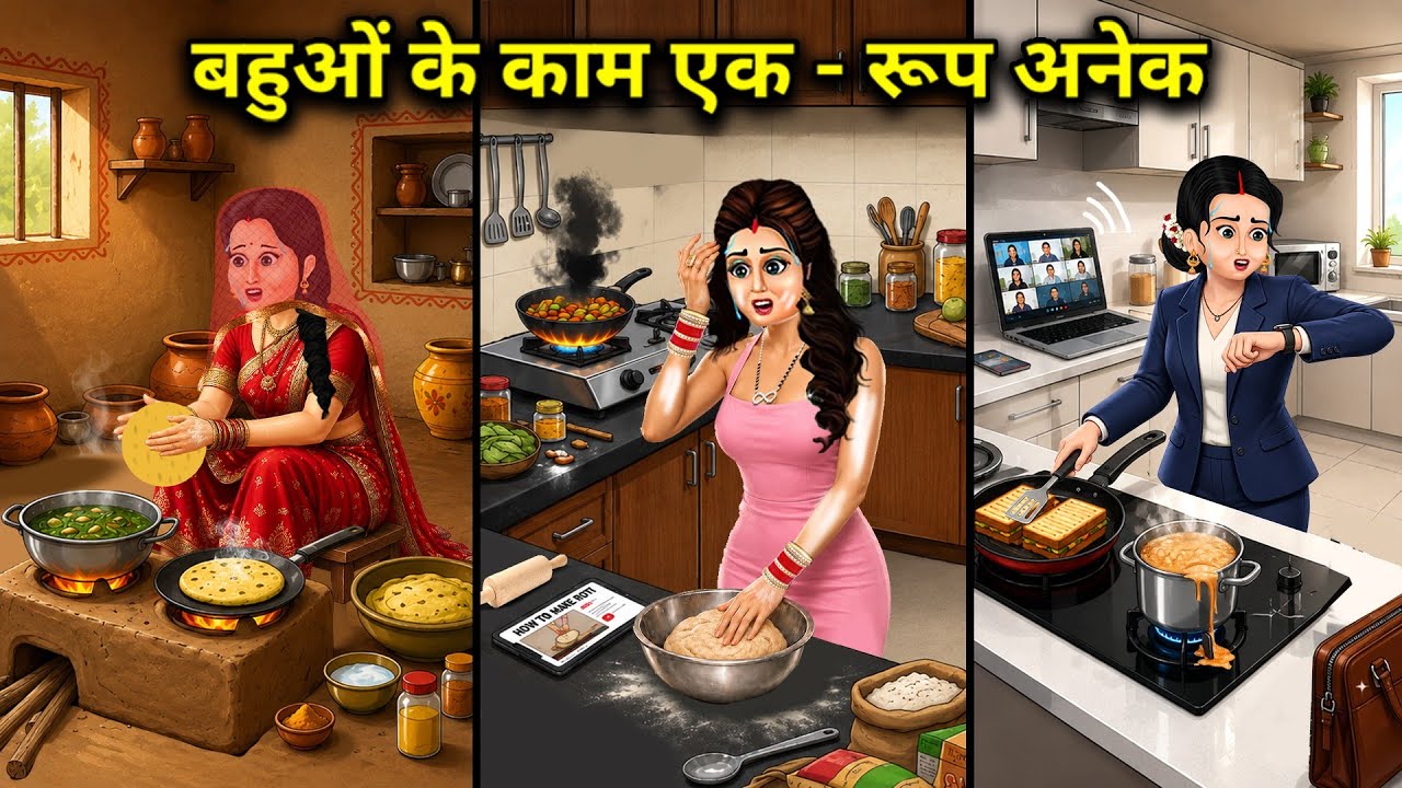 बहुओं के काम एक - रूप अनेक। Cartoon videos। Hindi Stories ke diwane।