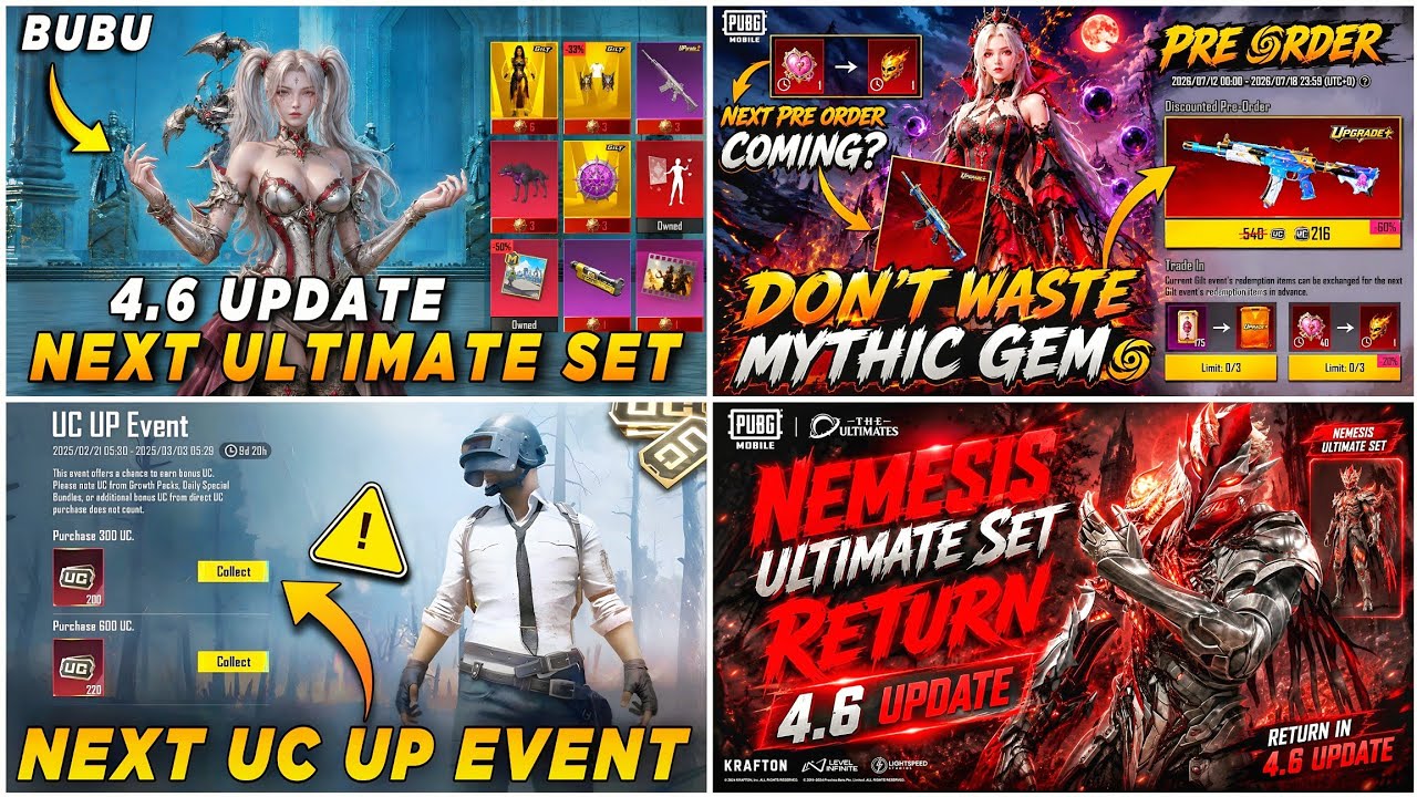 🔴 NEXT ULTIMATE SET 4.6 ✅ NEXT PRE ORDER EVENT CANCEL❓ NEXT UC UP EVENT 🔥 RETURN ULTIMATE SET BGMI 🤩