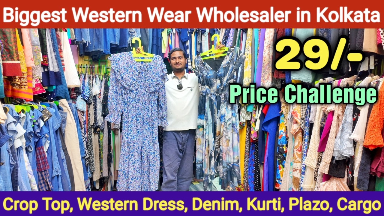 @29/- Western Top, Dress, Crochet, Kurti, Plazo, Skirt Wholesaler in Kolkata | Export Surplus Market