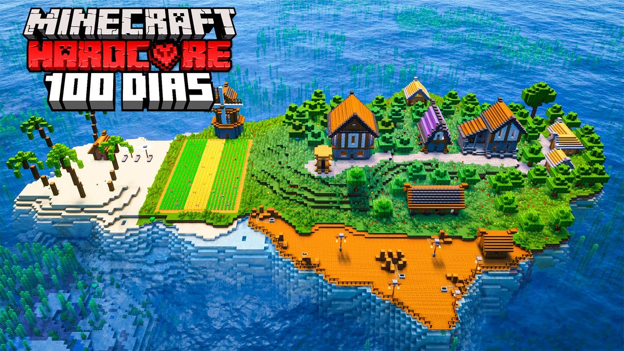 SOBREVIVI 100 DIAS EM UMA ILHA DESERTA NO MINECRAFT HARDCORE