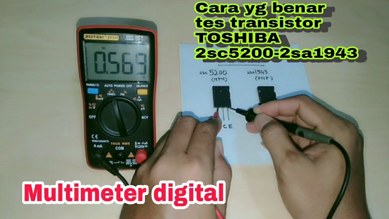 cara tes transistor toshiba 2sc5200 dan 2sa1943_multimeter digital