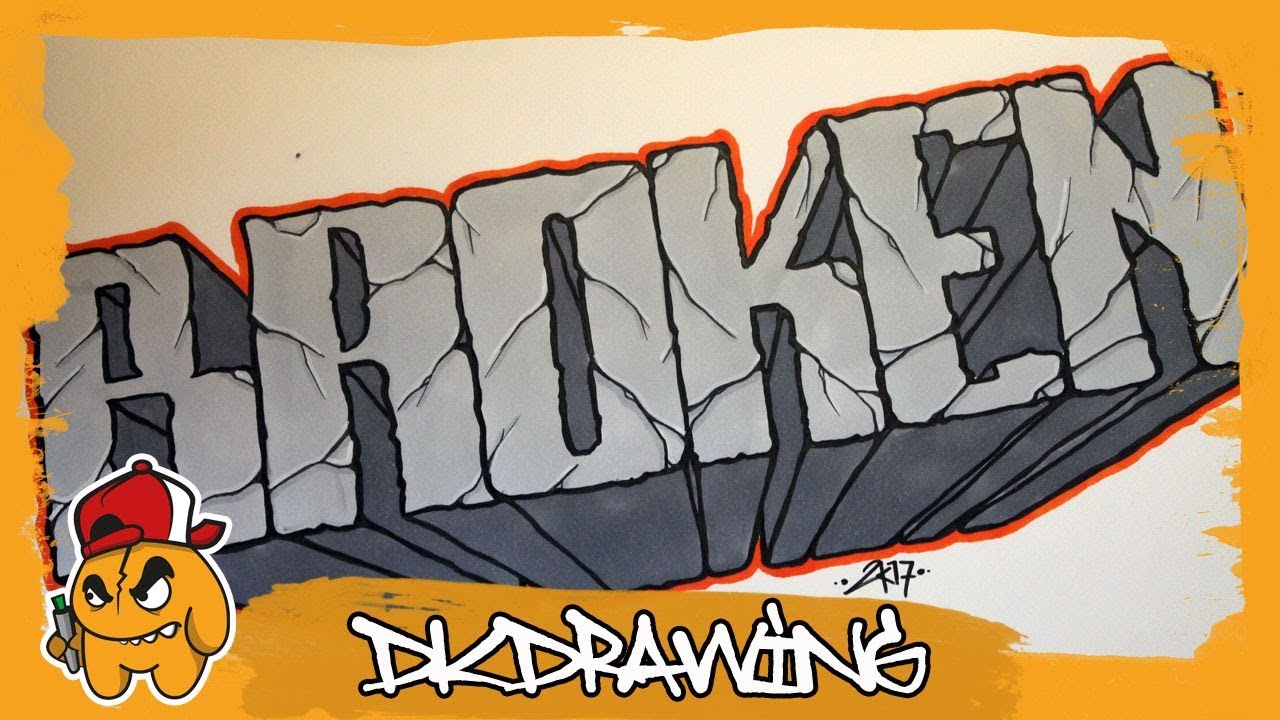 Graffiti Tutorial - How to draw graffiti letters broken (Brick Wall Letters)