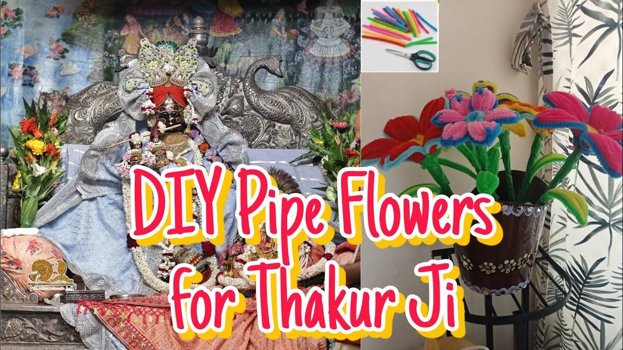 DIY Beautiful Pipe Cleaner Flowers for Thakur Ji 🌸 | Laddu Gopal Seva Craft #vrindavan #radhavallabh