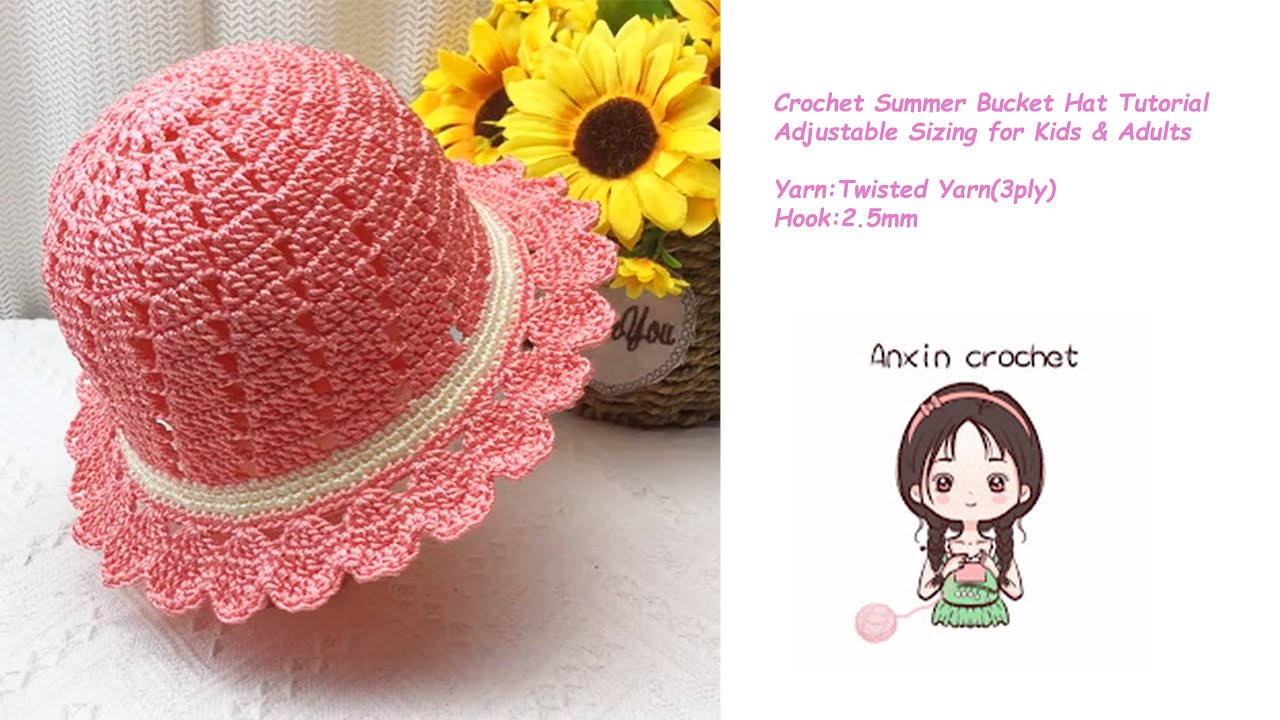 Crochet Summer Bucket Hat Tutorial 🧶 | Adjustable Sizing for Kids & Adults (Twisted Yarn Pattern)