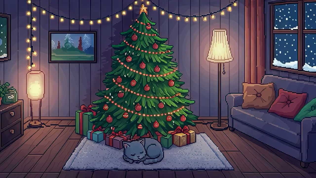 🐱✨ Sleeping Cat Under the Christmas Tree | Cozy Holiday Lofi