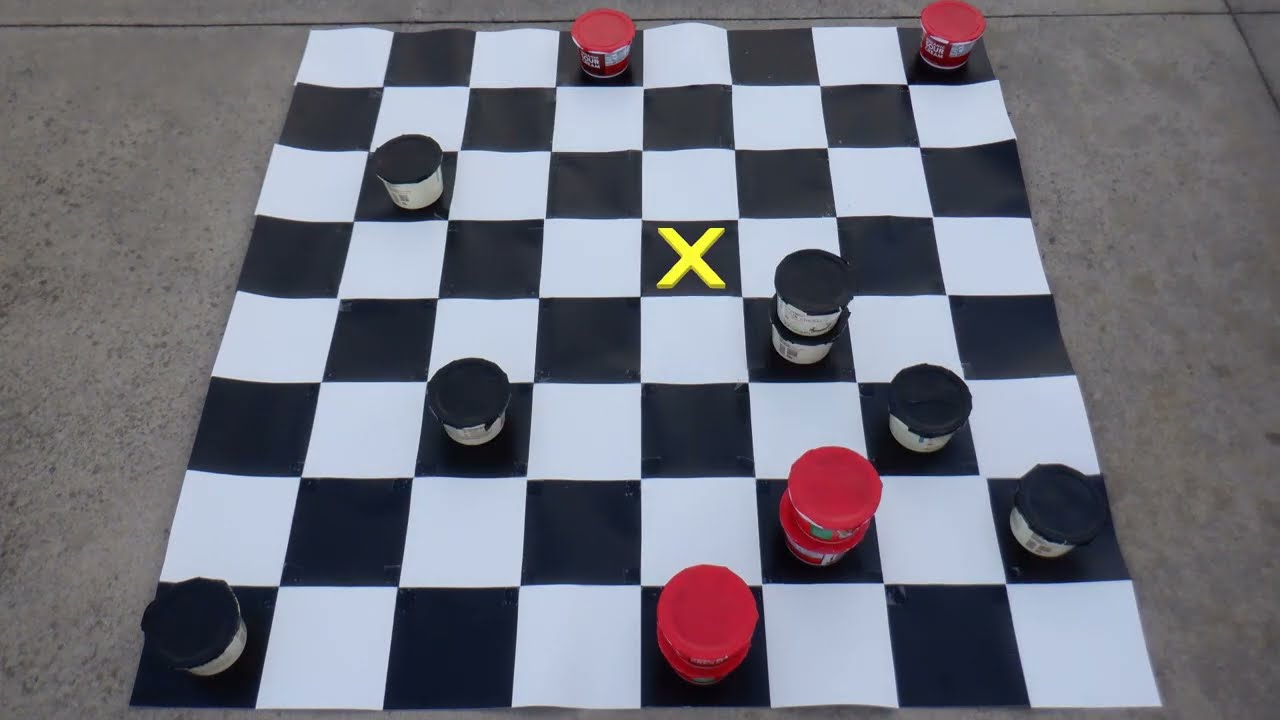 Learn to play Checkers: An Instructional Video using our DIY Giant Checker Board