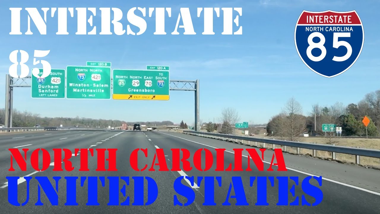 I-85 North - Charlotte to Greensboro - North Carolina - Highway Drive