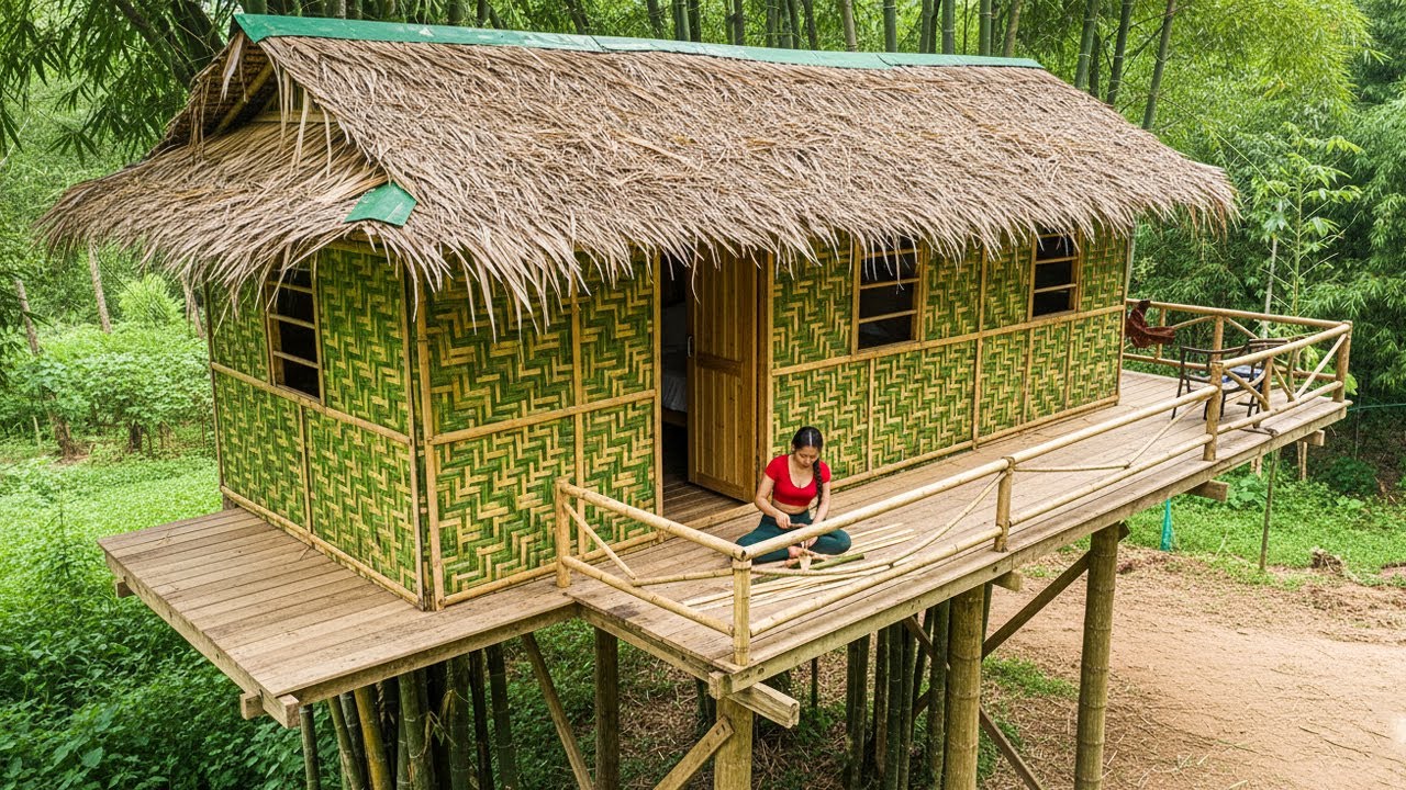 Full Project: How a Young Girl Built a Fully Equipped Bamboo House in 129 Days