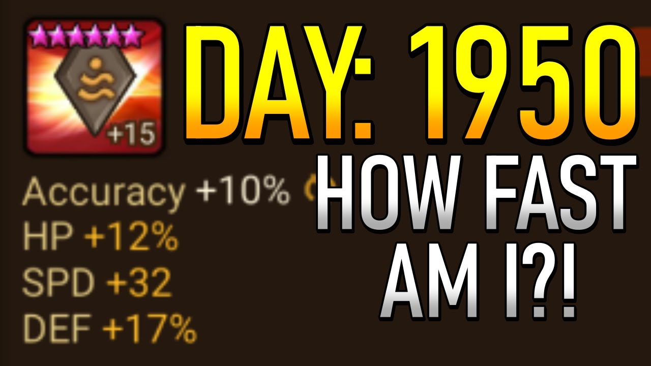 How many 20+ Speed Runes do I have after 1950 day? (Summoners War)